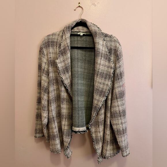 Max Studio Pink Black Tweed Fringe Open Blazer 3XL - Picture 3 of 12